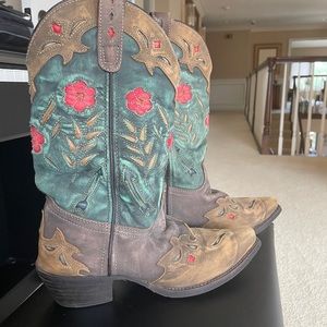 Laredo Brown and Teal adorable cowboy boots